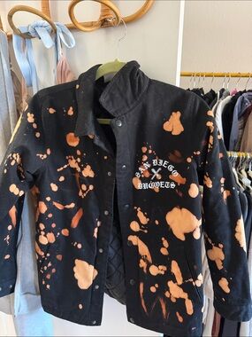 Black & Orange Bleach-Splash Coach Jacket